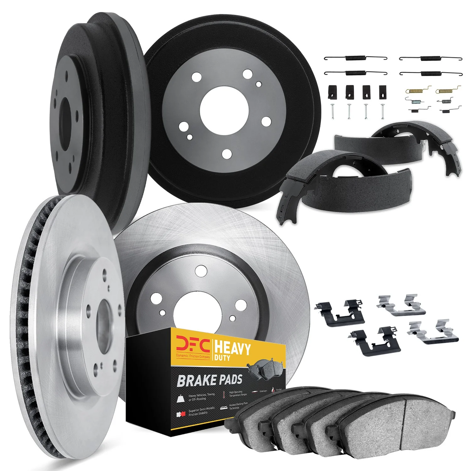 Dynamite Friction 6214-51001 Disc Brake Pad and Rotor / Drum Brake Shoe and Drum Kit - Front and Rear